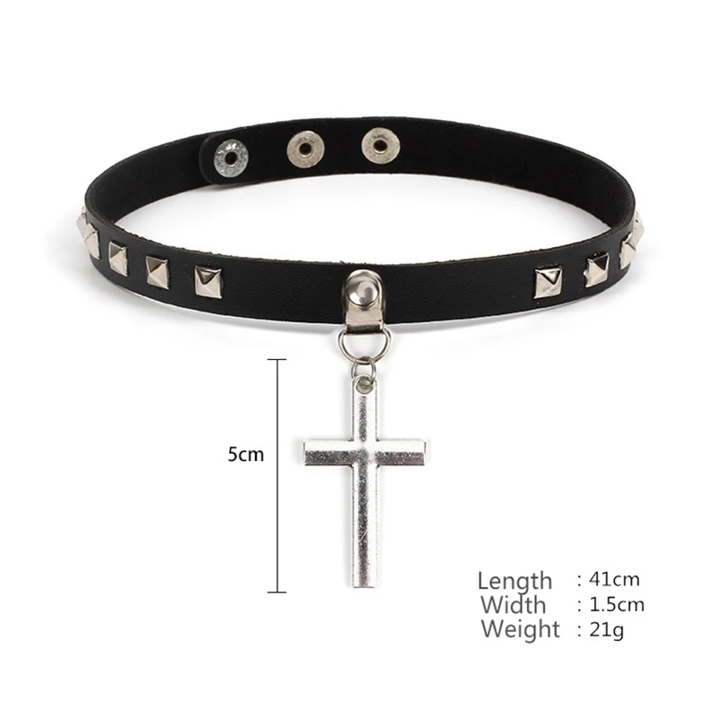 Sexy Heart Rivets Black Goth Punk Chokers Gothic Choker Cross Pendant  Necklace For Women Hip Hop