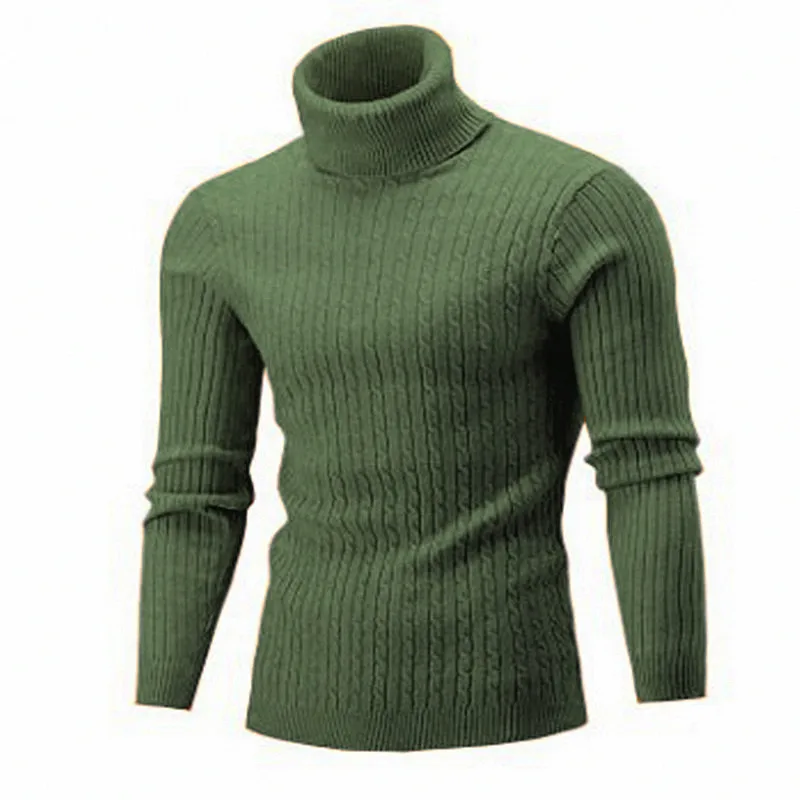 

Autumn And Winter Turtleneck Warm Fashion Solid Color sweater Men's Sweater Slim Pullover men's Knitted sweater Bottoming Shirt