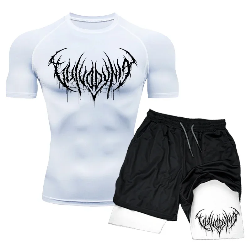 Compression T-Shirts+Shorts Sets Men Quick Dry Rashguard Jerseys Suit Gym Fitness Tight Running Training Tracksuit Shirts