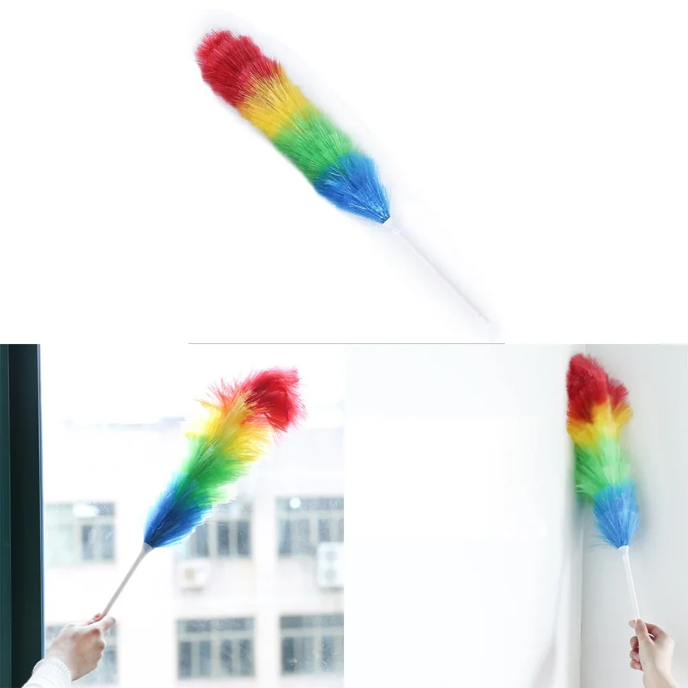 Duster Household Rainbow Dust Duster Practical Plastic Feather Handle Sweeping Brush Cleaning Product Tool Household