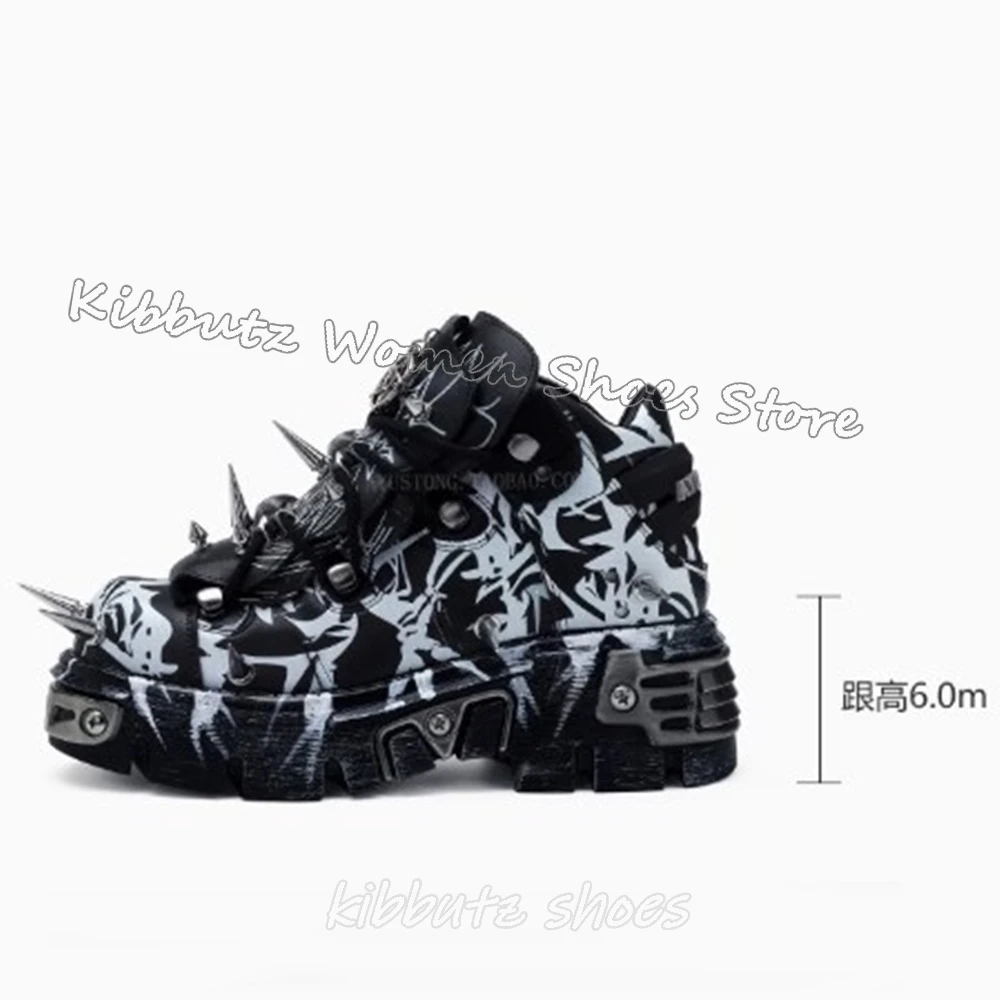 26.5cm ナイキ エア ジョーダン 1 ゴルフ Men's Thick Sole Sneakers Lace-Up Metal Round Toe Punk Outdoor