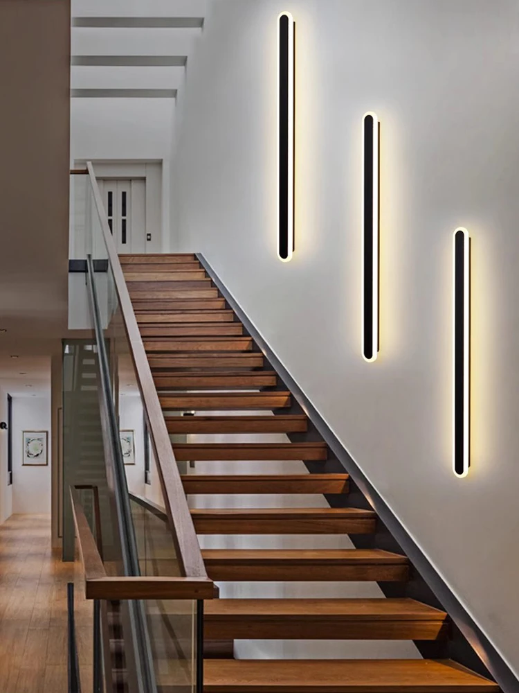 LED Wall Lamp Outdoor Wall Lamp Minimalist Long Waterproof LED Light Garden Villa Porch Patio Bedroom Background RGB