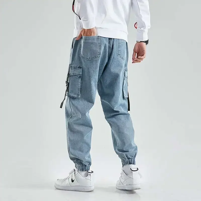 Men Joggers Cargo Denim Pants Baggy Harem Japanese Streetwear Male Ankle Harajuku Casual Hip Hop Jeans Trousers men jeans mens jeans jeans trousers denim trousers cargo pants mens casual trousers men jogger pants