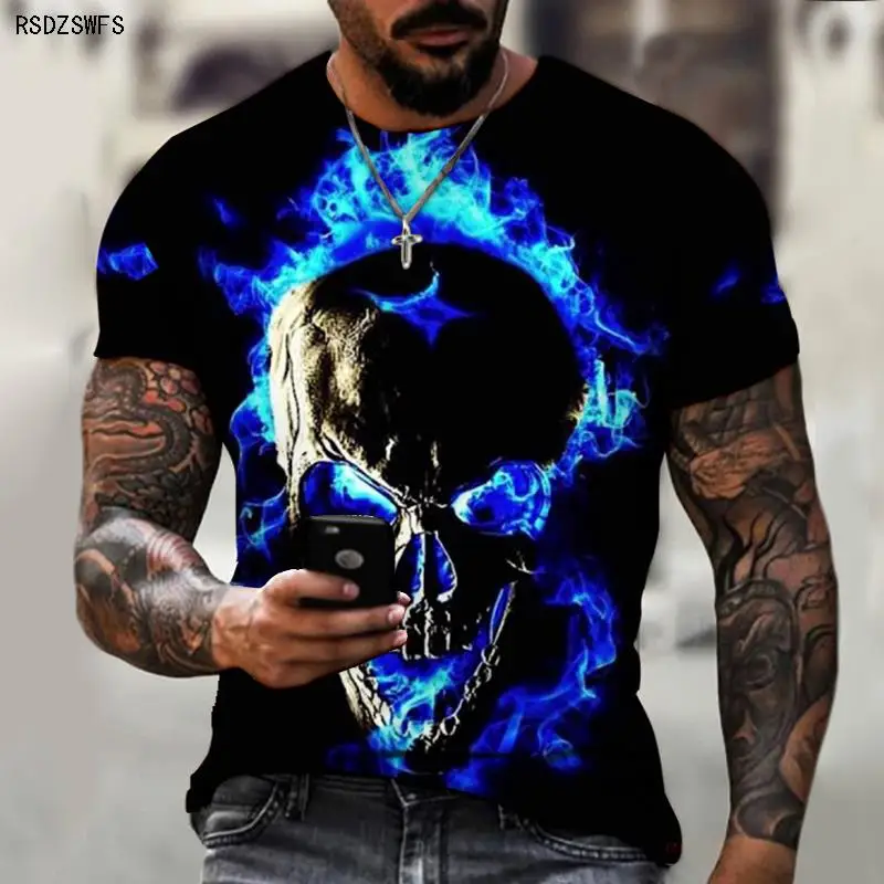 Skull Theme T-shirt 3D Men's High Street Print Horror Series