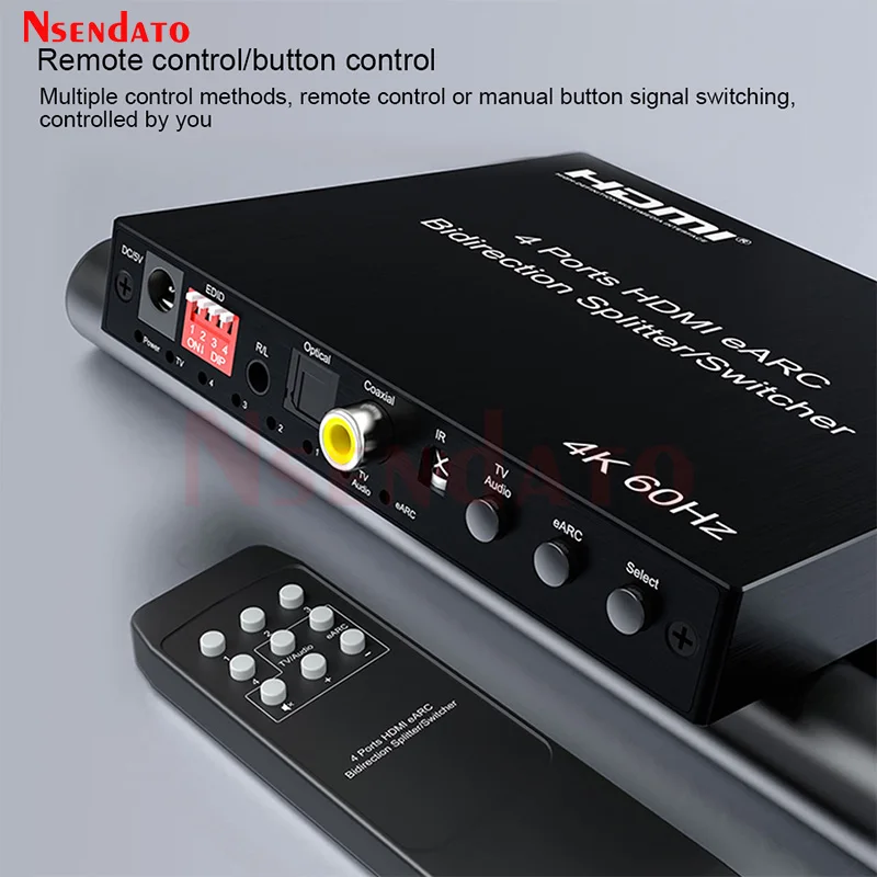 2 4 Port Bi direction HDMI eARC Audio Extractor Switch 4K 60Hz HDMI Toslink SPDIF COAXIAL 5.1CH HDMI Audio Switcher Splitter