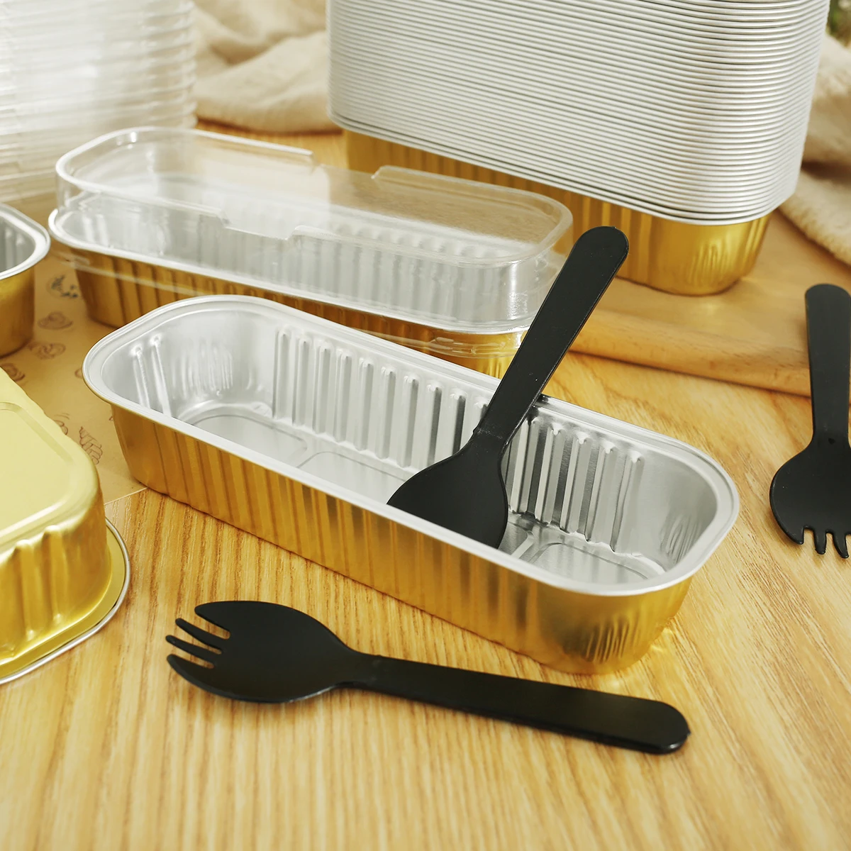 100PC Mini Loaf Pans With Lids Aluminum Foil Baking Pans Tins