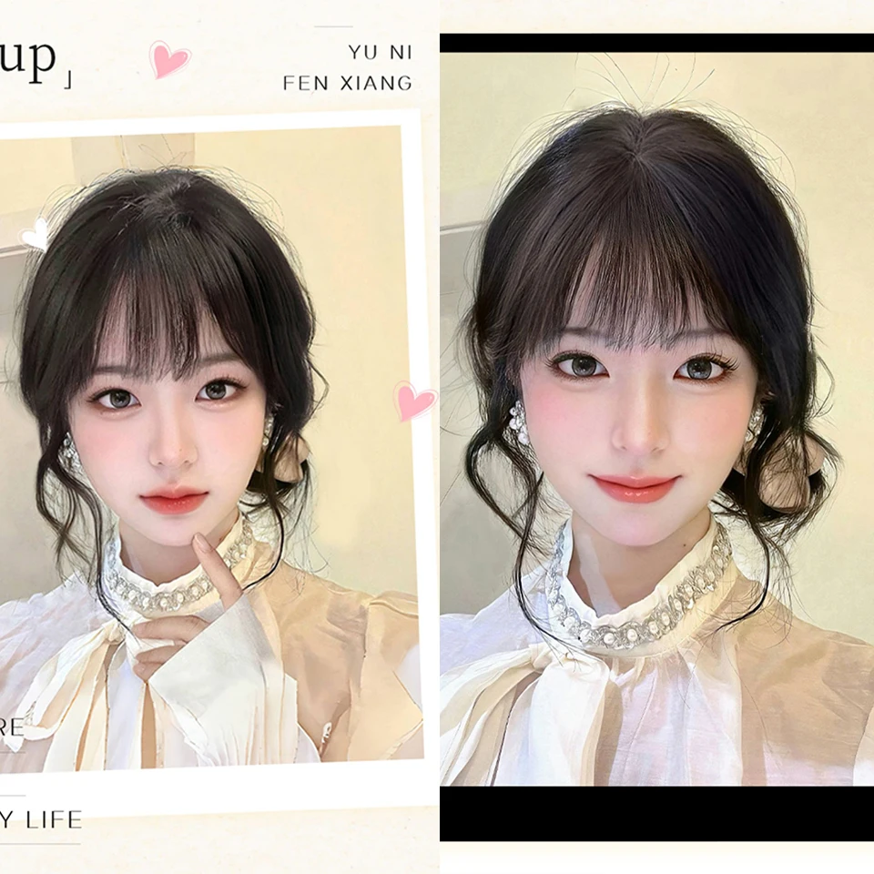 Brown Synthetic Hair Clip In Bangs For Women