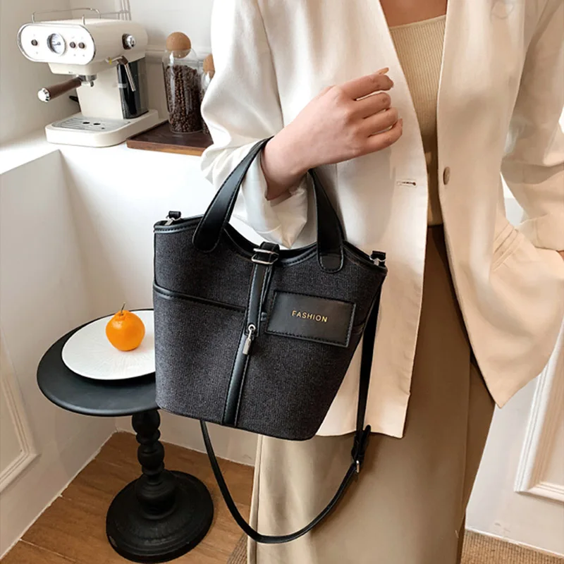 Small Bucket Shoulder Side Bag for Women Designer Crossbody Bag 2023 Trend  New Solid Color Short Handle Female Tote Handbags