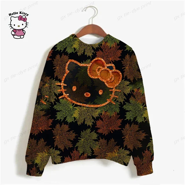 thumbnail image 1 of Sudadera con capucha de manga larga con estampado de HELLO KITTY para mujer, suéter de moda con capucha de dibujos animados para otoño e invierno, 1 of 5