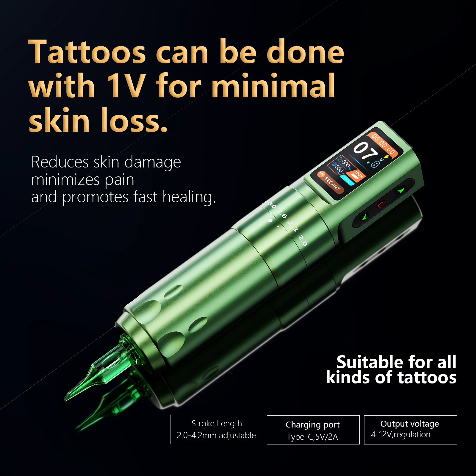 Tattoo Pen Tattoo Supplies Tattoo Motor New BIGWASP 2.0-4.2mm Adjustable Stroke Wireless Tattoo Machine Pen Strong Coreless Motor 2000mAh OLED Color Screen Battery Pen