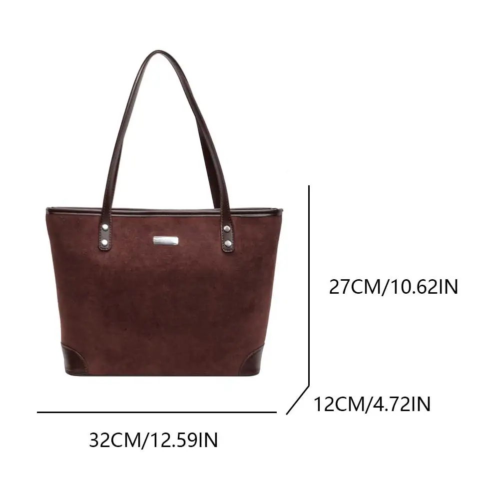 Women Suede Shoulder Bag Vintage Suede Tote Handbags Autumn and Winter Women's Bag Lady Casual Commuter Bags Travel Shopping Bag
