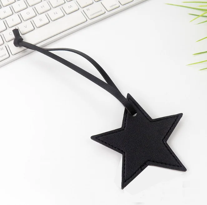 Personalized Five-Pointed Star Leather Keychain Pendant Gift