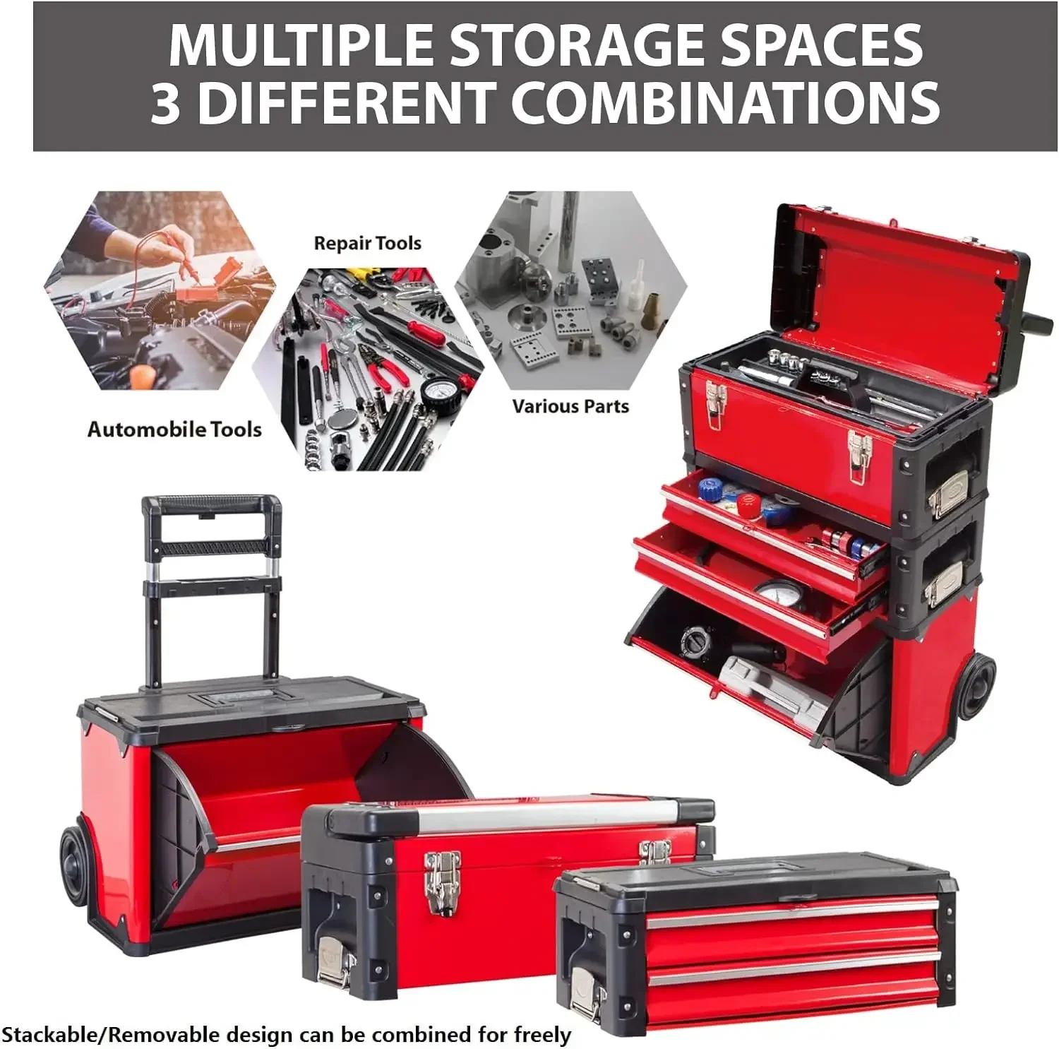 Furniture supplies BIG RED TRJF-C305ABD Torin Garage Workshop Organizer: Portable Steel and Plastic Stackable Rolling Upright Tr 4