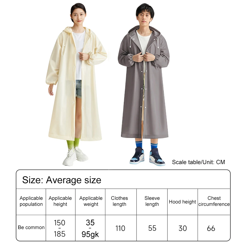 Disposable Waterproof Rain Coat Windproof Hooded Rain Poncho Drawstring Long Hooded Rain Coats Portable for Camping Hiking