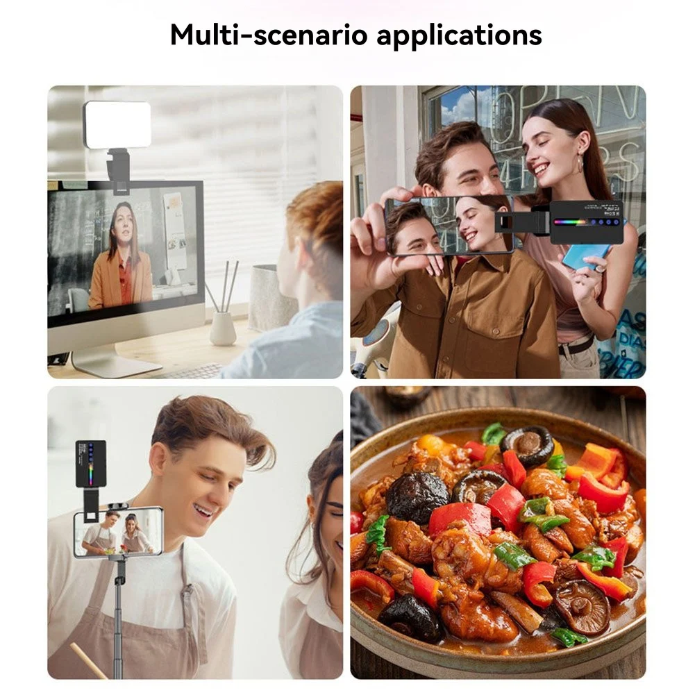 A73T 2025 RGB LED 카메라 폰 비디오 조명 풀컬러 충전식 디밍 가능 라이브 브이로그 사진 촬영 사진 스튜디오 램프