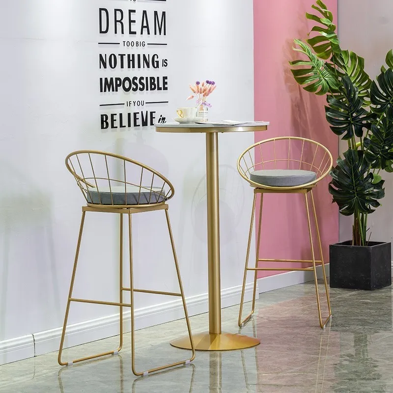 

Kitchen Make Up Bar Chair Metal Dining European Intdoor Bar Chair Modern Minimalist Cadeira De Barbearia Living Room Decorations