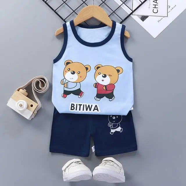 Brand Summer Clothing Toddler Outfit Baby Boy Clothes Set Sleeveless Vest+shorts 1 2 3 4years Old Kids 2pcs/set Girls Vest Sets small baby clothing set	 Baby Clothing Set