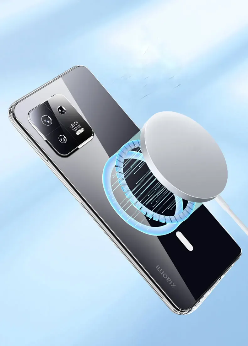 Clear Acrylic Shockproof Phone Cover with Magnetic Wireless Charging Compatibility