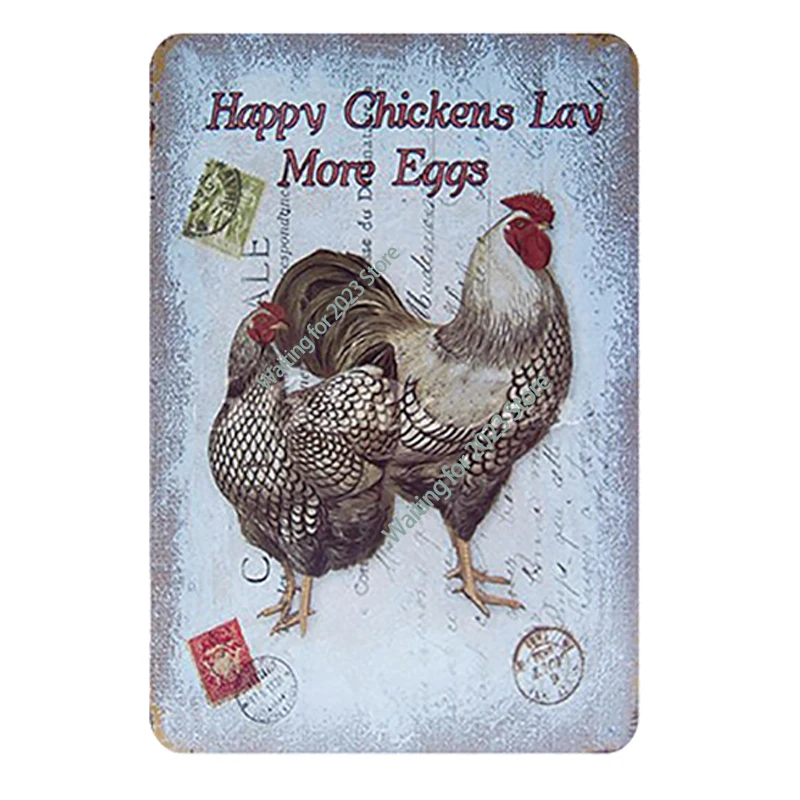 

Chicken Plaque Sign Vintage Metal Tin Signs Farm Fresh Eggs Wall Poster Decals Plate Painting Farmer Home Wall Decor 30*20cm
