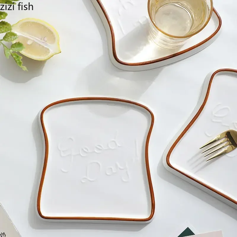 Ceramic Dinner Plate Creative Household Bread Plate Toast Dessert Plates Plates Cake Breakfast Tableware Ceramic