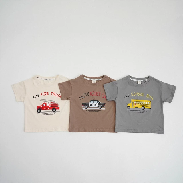 الأولاد التي شيرت الكرتون سيارة طباعة قصيرة الأكمام القطن الخالص زي بلون تنوعا قاعدة قميص طفل جديد عارضة فضفاض تيز 1