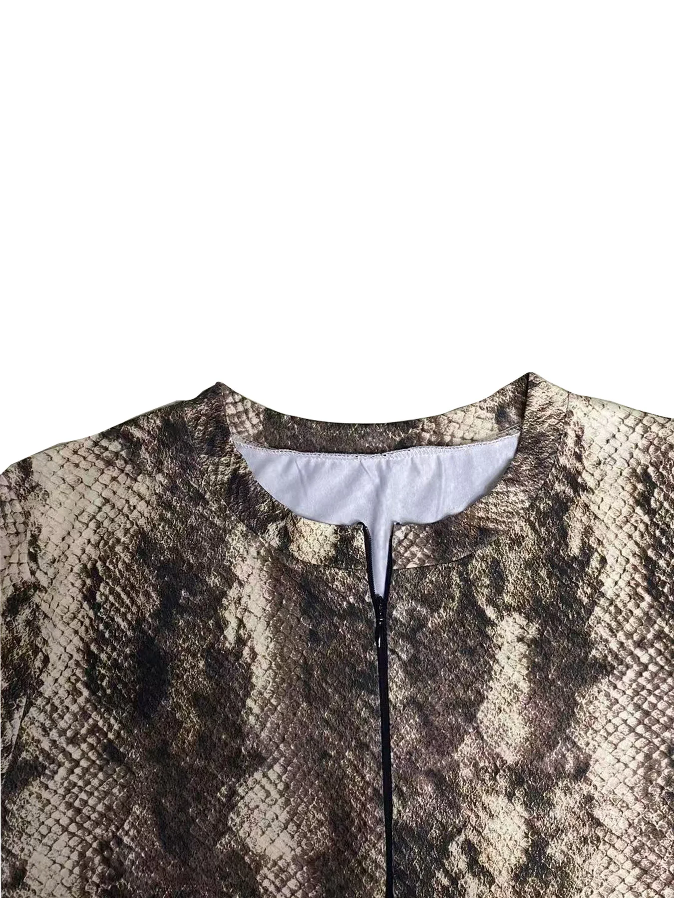 Modischer, langärmeliger, sexy Jumpsuit mit Leopardenmuster, V-Ausschnitt und Reißverschluss. – Detail 13