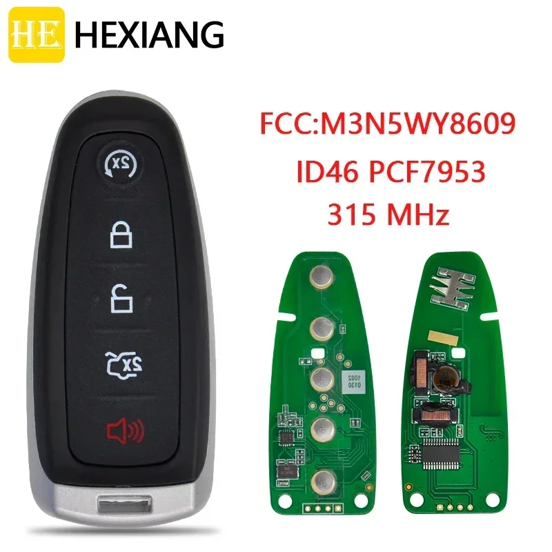 

HE Xiang Car Remote Key For Ford Edge Explorer Escape Flex Focus Taurus M3N5WY8609 ID46 315 Mhz Auto Smart Control Promixity