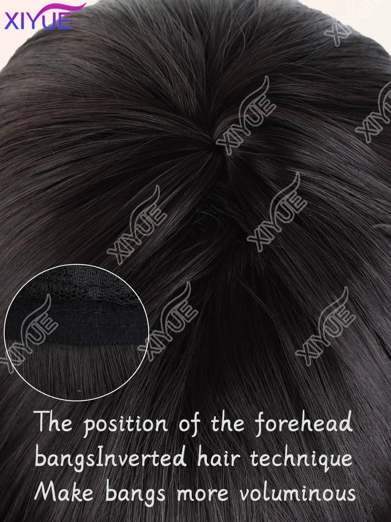 XIYUE Synthetic Dark Brown Wigs with Bangs,Brown Highlight Long Wavy Wig for Women Long Curly Hair Wig for Party Daily Use