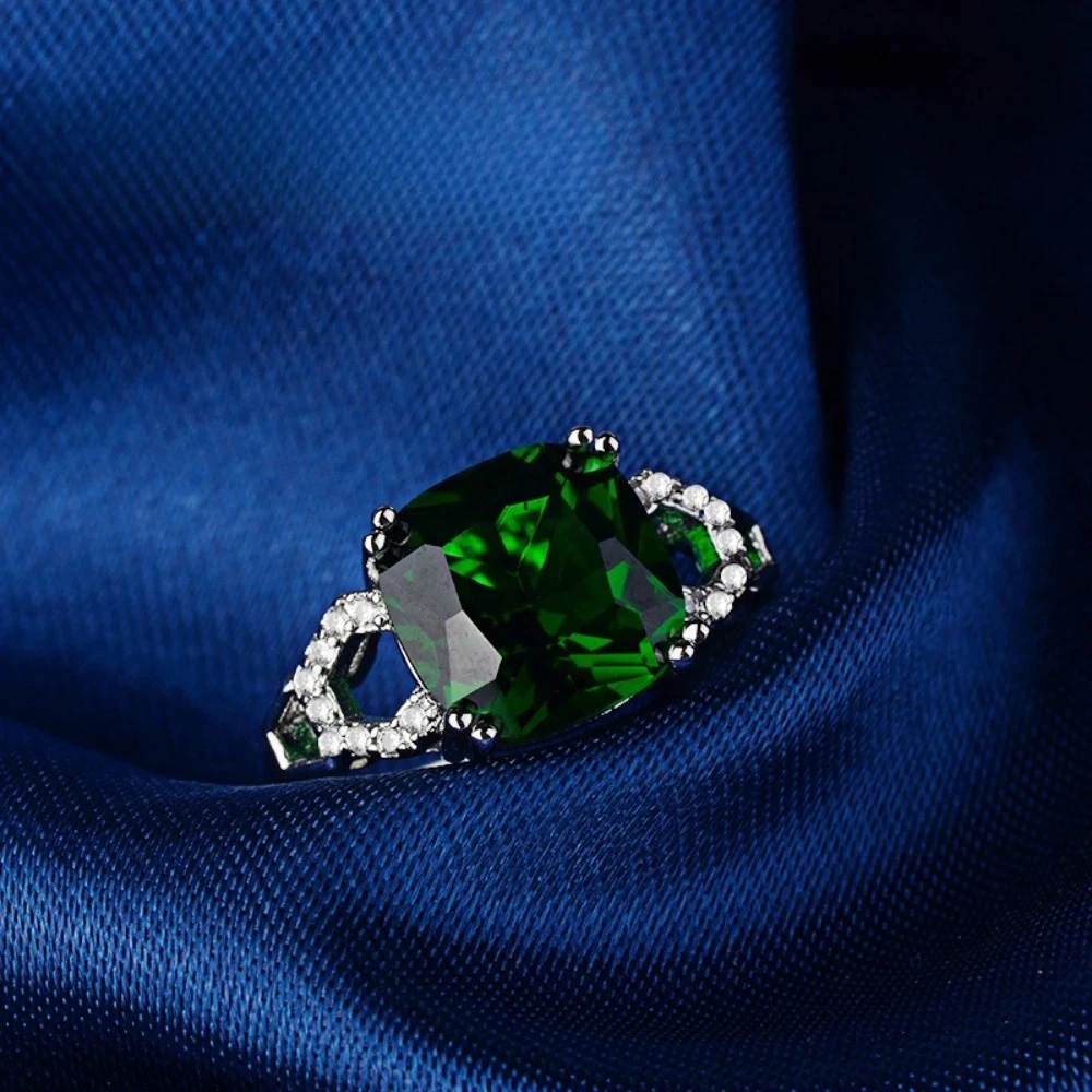Elegant Women's Sterling Silver Ring with Blue Sapphire, Ruby, and Emerald Inlay