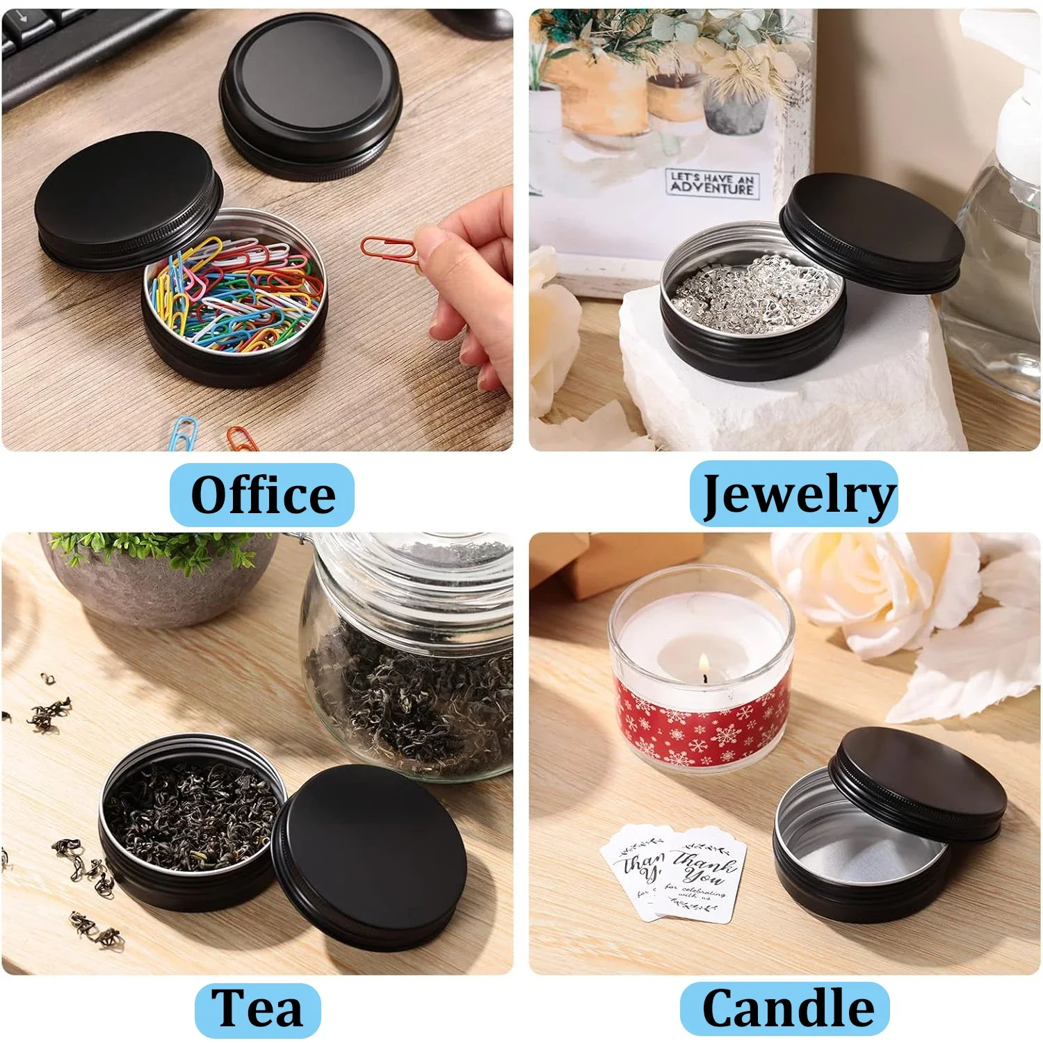Aluminum Tin Jars Containers Leak Proof Cosmetic Tin Jars Containers Round Screw Lids Empty Refillable Cosmetic 12PCS storage jar