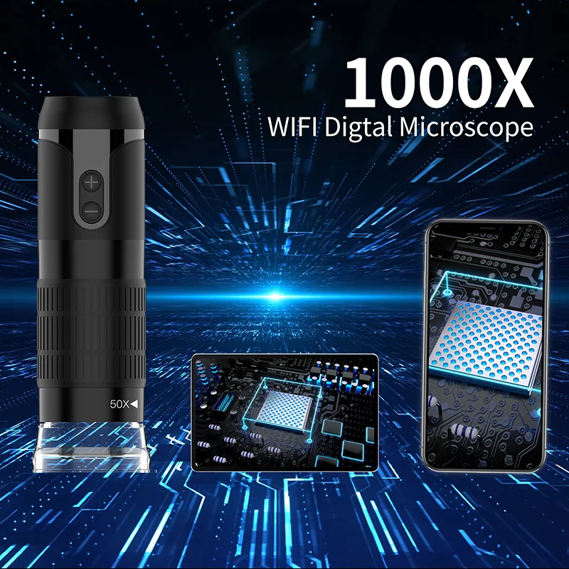 Digital Microscope Handheld Microscope Mini Microscope Pocket Microscope WiFi USB Digital Handheld Microscope 50 to 1000x Wireless Magnification Endoscope Camera with 8 LEDs for iPhone iPad Android