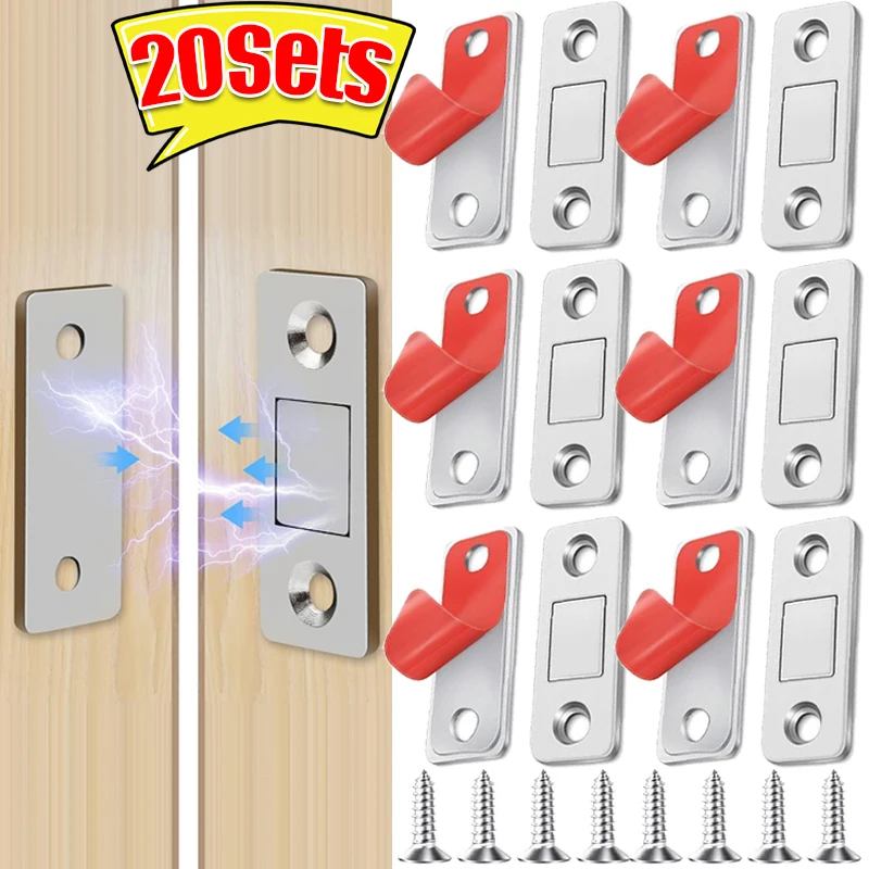 Magnetic Cabinet Catches Magnetic Cabinet Latches Door Catches Cabinet Door Latch 20/1Set Magnetic Door Catch Ultra-Thin Cabinet Catches Door Closed Magnets Sheet Adhesive Closet Drawer Window Magnet Latches