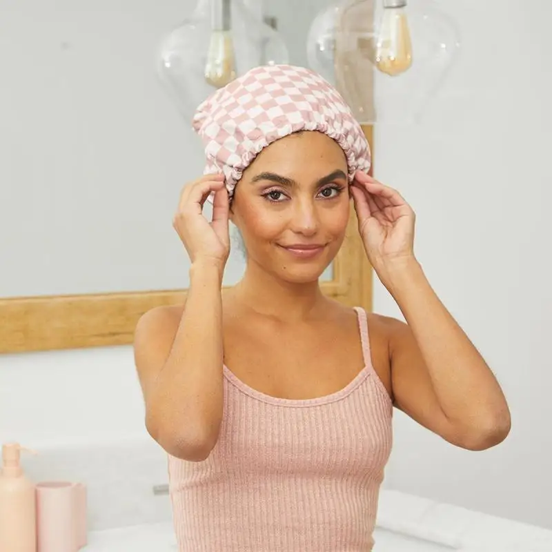 Kitsch Luxury Shower Caps for Women Reusable Waterproof - Flexi Satin Lined, Quick-dry,Stylish Hair Cap for Long & Short Hair 5
