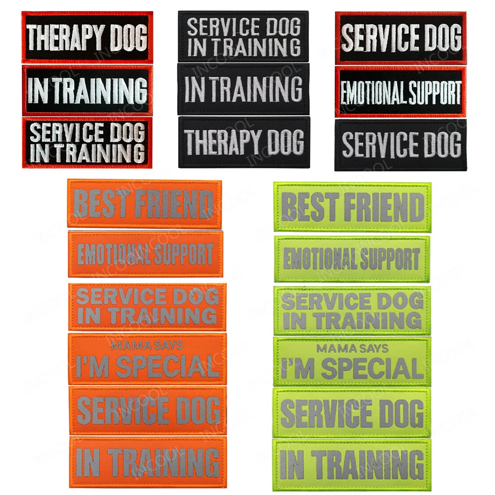 

Service Dog Embroidered Patch In Training Therapy ESA K9 Dogs Tactical Reflective Badges Appliqued for Vest Emblem Sticker Strip