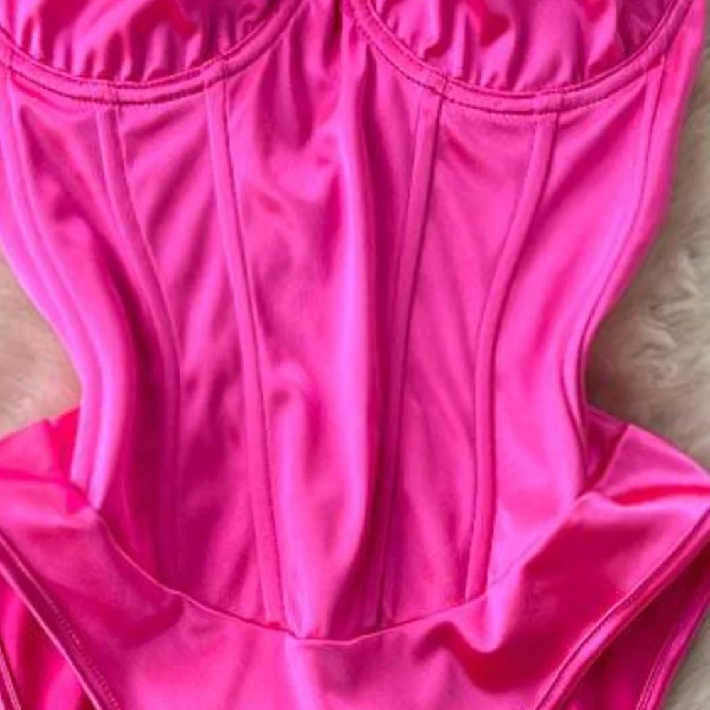 Fish Bone Waist Cinched Women's Bodysuit Rose Hotsweet Women's Pajamas Y2K Slim Sexy Sleeveless V-Neck Top Erotic Lingerie Hot