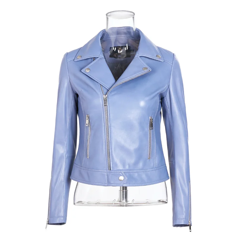 New Leather Jacket Sheepskin Leather Jacket Women's Short Fashion Motorcycle Small Leather Jacket Women's Jacket