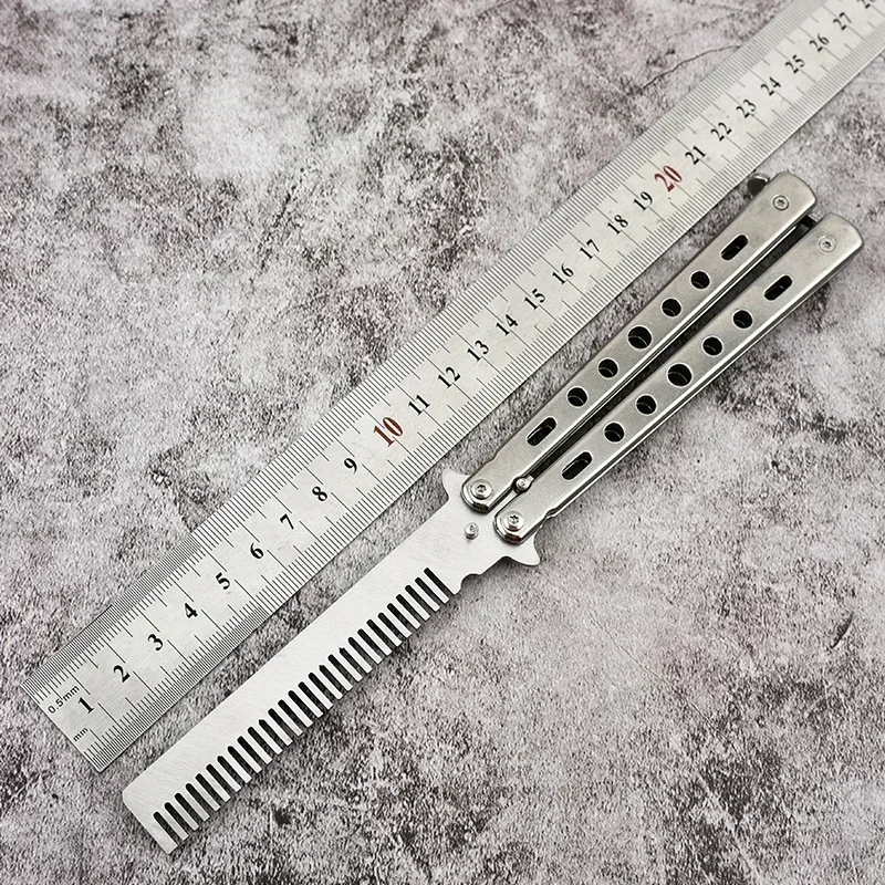 Foldable Comb Stainless Steel Practice Training Butterfly Knife