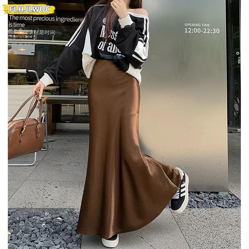 2025 Latest Korean Style Bright Mermaid Skirt Perfect for Slimming Shaping Woman Autumn Spring High Waist Sexy Long Maxi Skirts 5