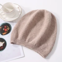 100% Wool Women's Winter Hat Knitted Warm Soft Luxury Cashmere Ski Beanies Bonnet Y2K Korea Fashion All Match Skullies Cap 1