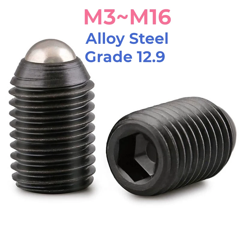 

Grade 12.9 Black Alloy Steel Hex Socket Allen Spring Ball Plunger Grub Point Set Screw Bolt M3 M4 M5 M6 M8 M10 M12 M16