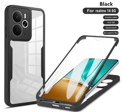 360 Full Protection Clear Phone Case with Silicone Bumper and Screen Guard - Realme 14 (QS360 - Black)