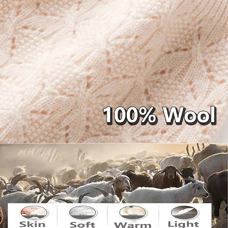 100% Wool Knitted Hat for Women Winter Autumn Fashion Elastic Ear Protect Soft Warm Cashmere Beanies Solid  Ski Cap Skullies 6