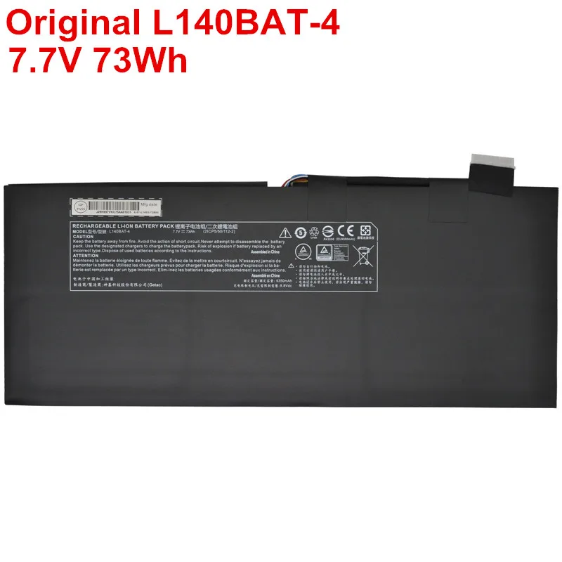 

New L140BAT-4 Original Laptop Battery For Clevo L140CU L141CU L140MU L141MU VIA 14 6-87-L140S-72B01 6-87-L140S-32B01 7.7V 73Wh