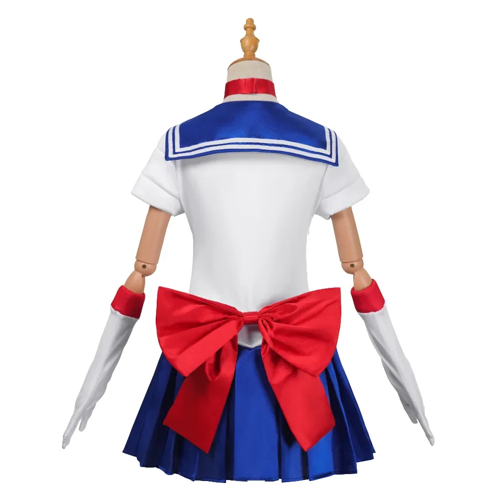 Anime Sailor Moon Cosplay Kostüm Tsukino Usagi Uniform Kleid Outfits Cosplay Gelbe Perücke Halloween Karneval Party Frauen – Detail 4