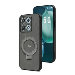 Luxury Business PU Leather Magnetic Shockproof Protective Case - Skin Feel Design for Edge 70 Fusion Plus (Grey bracket)