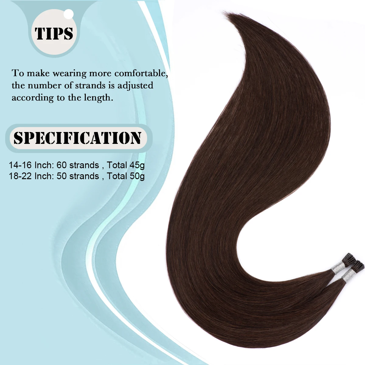 I Tip Real Human Hair Extensions Dark Brown Pre Bonded Hair Extensions #2 Human Itips Cold Fusion Remy E