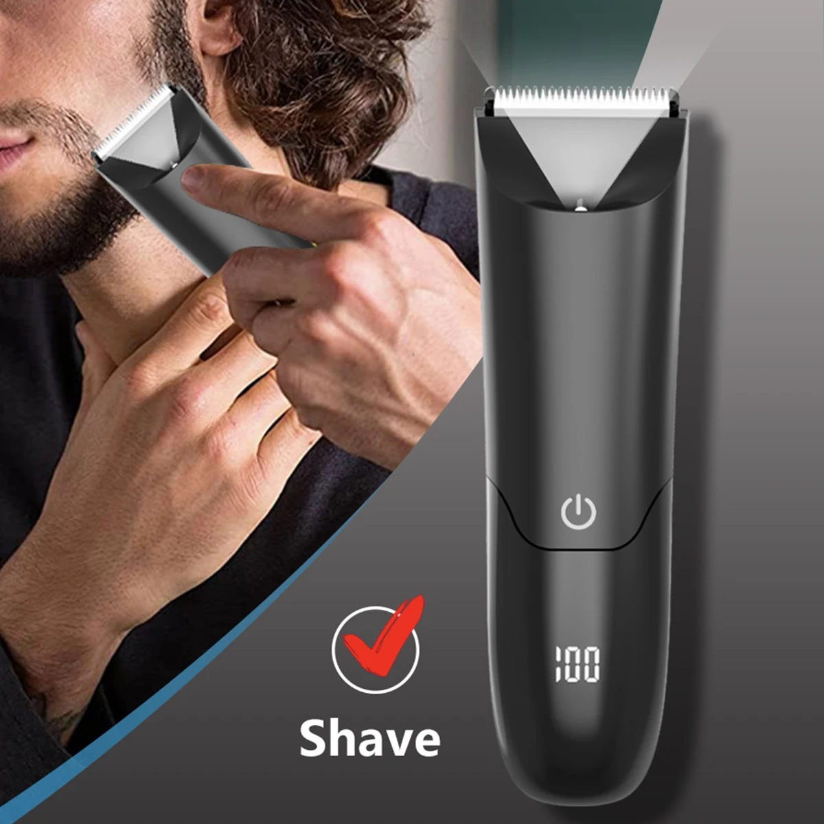 Man Electric Shaver Groin Trimmer 2 Protective Cap for Arm Leg Hair Ceramic Blade Head USB Rechargeable Lithium Battery