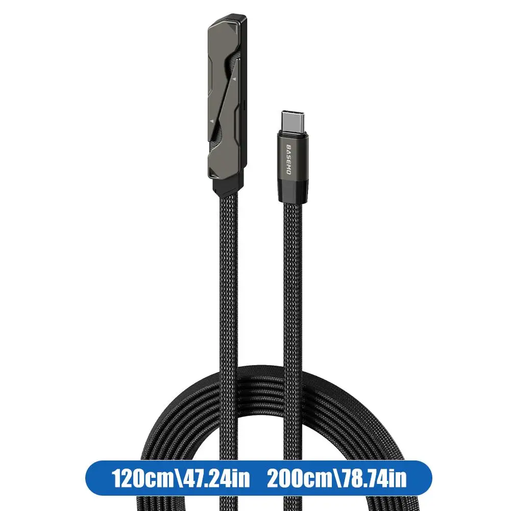 Universal 240W Folding Braided Data Cable with Ergonomic 90-Degree Type-C to Type-C Connector