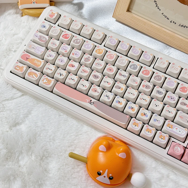 

ECHOME Cats and Dogs Squad Theme Keycap Set PBT Custom Cute Cat Head Keyboard Cap MAO Profile Key Cap for Mechanical Keyboard