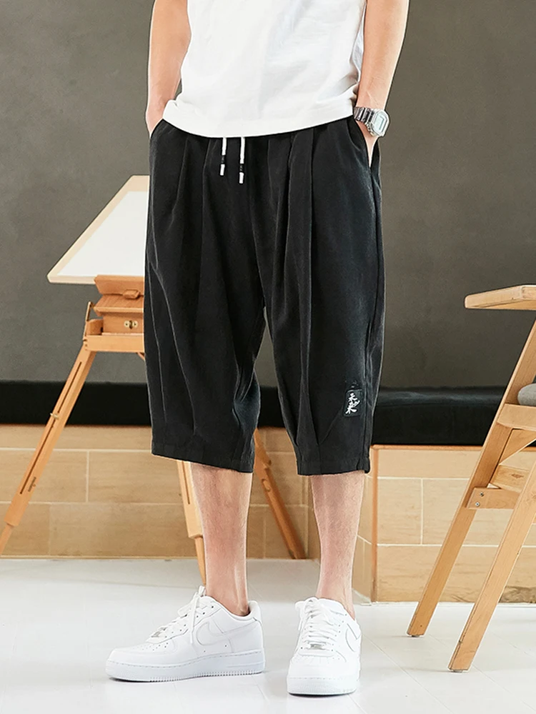 Plus Size Summer Harem Pants Men Short Joggers Chinese Style Calf-Length Casual Baggy Pants Male Capris Trousers 8XL 5
